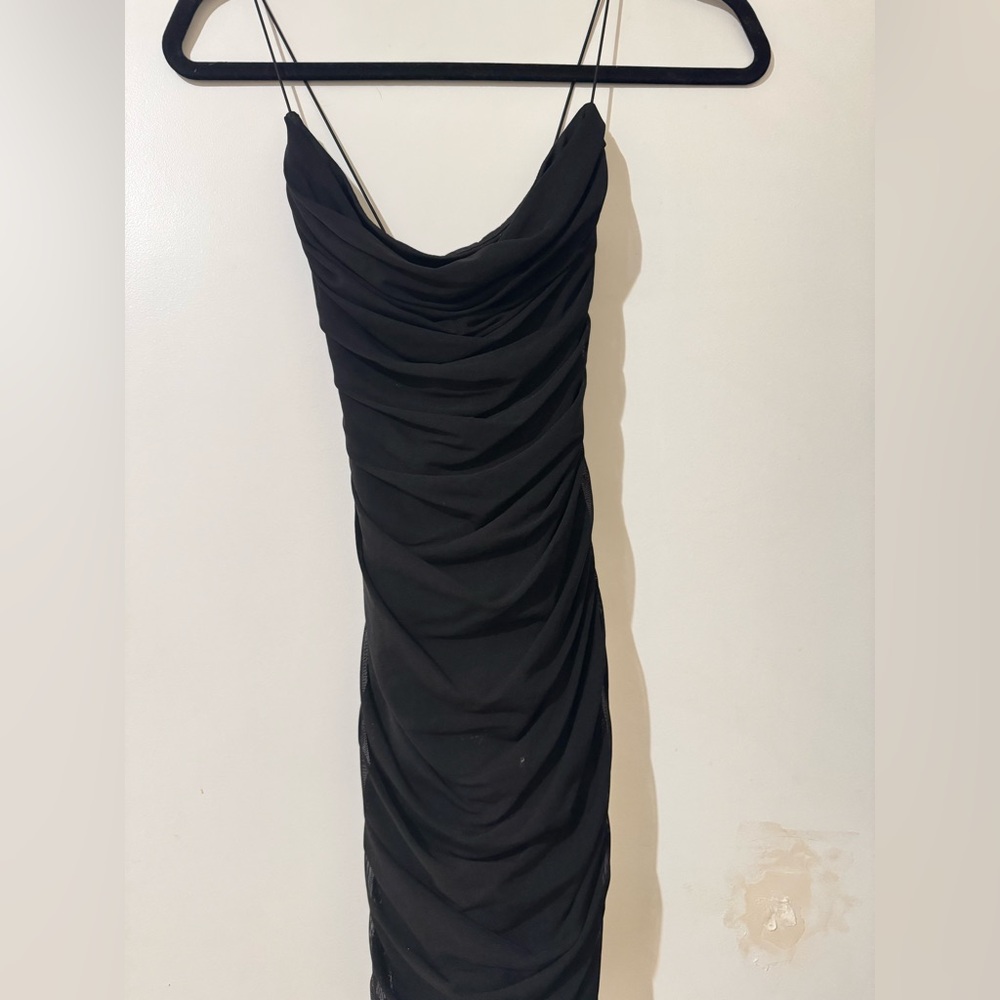 Ohpolly Thinking Of You Ruched Bodycon Mini Dress in Black